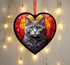 British Shorthair Cat Stained Glass Effect Heart Suncatcher